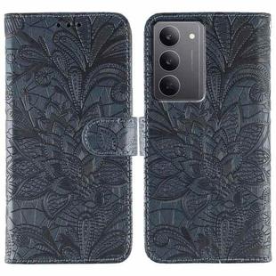 For Realme 14x Lace Flower Embossing Flip Leather Phone Case(Dark Blue)