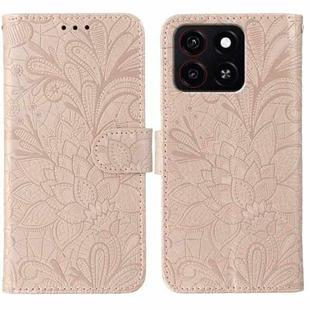 For ZTE Blade A35 Lace Flower Embossing Flip Leather Phone Case(Rose Gold)