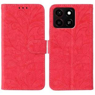 For ZTE Blade A35 Lace Flower Embossing Flip Leather Phone Case(Red)