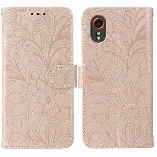 For Samsung Galaxy XCover7 Lace Flower Embossing Flip Leather Phone Case(Rose Gold)