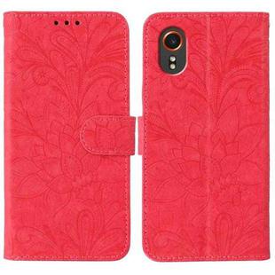 For Samsung Galaxy XCover7 Lace Flower Embossing Flip Leather Phone Case(Red)