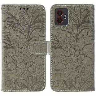 For Samsung Galaxy XCover7 Pro Lace Flower Embossing Flip Leather Phone Case(Grey)