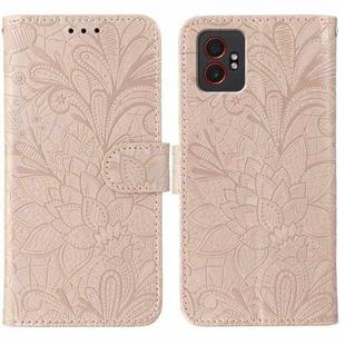 For Samsung Galaxy XCover7 Pro Lace Flower Embossing Flip Leather Phone Case(Rose Gold)