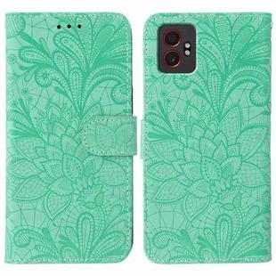 For Samsung Galaxy XCover7 Pro Lace Flower Embossing Flip Leather Phone Case(Green)