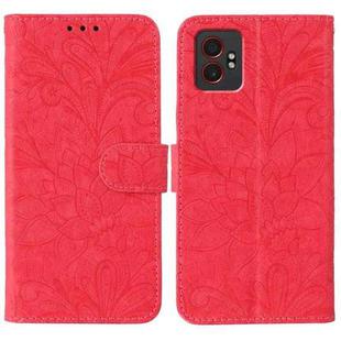 For Samsung Galaxy XCover7 Pro Lace Flower Embossing Flip Leather Phone Case(Red)