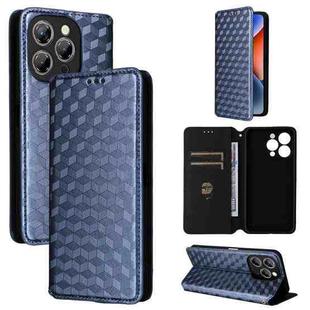 For Oukitel P1 Cubic Grid Texture Flip Leather Phone Case(Blue)