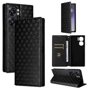 For Oukitel C58 / C58 Pro Cubic Grid Texture Flip Leather Phone Case(Black)
