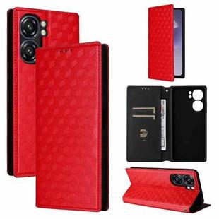 For Oukitel C58 / C58 Pro Cubic Grid Texture Flip Leather Phone Case(Red)