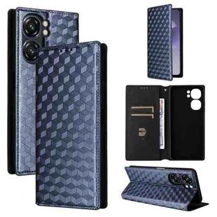 For Oukitel C58 / C58 Pro Cubic Grid Texture Flip Leather Phone Case(Blue)