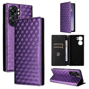 For Oukitel C58 / C58 Pro Cubic Grid Texture Flip Leather Phone Case(Purple)