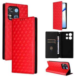 For Oukitel C57 / C57S / C57 Pro Cubic Grid Texture Flip Leather Phone Case(Red)