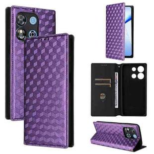 For Oukitel C57 / C57S / C57 Pro Cubic Grid Texture Flip Leather Phone Case(Purple)