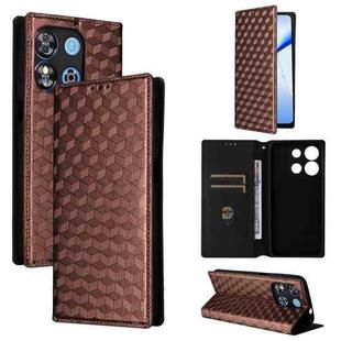 For Oukitel C57 / C57S / C57 Pro Cubic Grid Texture Flip Leather Phone Case(Brown)