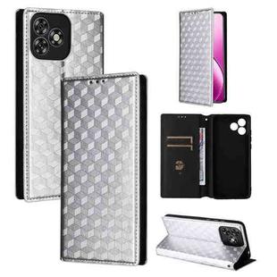 For Oukitel C53 Cubic Grid Texture Flip Leather Phone Case(Silver)