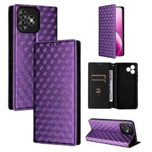 For Oukitel C53 Cubic Grid Texture Flip Leather Phone Case(Purple)