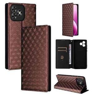 For Oukitel C53 Cubic Grid Texture Flip Leather Phone Case(Brown)