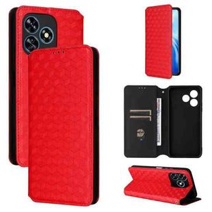 For Oukitel C51 Cubic Grid Texture Flip Leather Phone Case(Red)