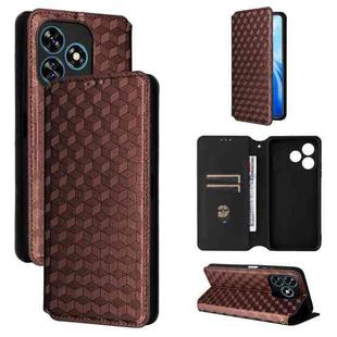 For Oukitel C51 Cubic Grid Texture Flip Leather Phone Case(Brown)