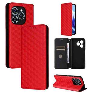 For Oukitel C50 Cubic Grid Texture Flip Leather Phone Case(Red)