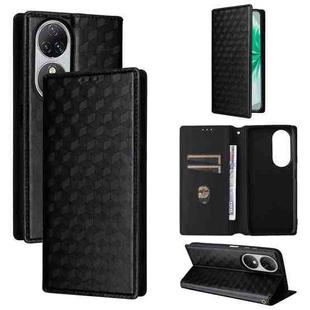For Oukitel C38 Cubic Grid Texture Flip Leather Phone Case(Black)