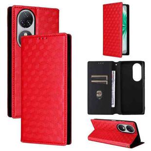 For Oukitel C38 Cubic Grid Texture Flip Leather Phone Case(Red)