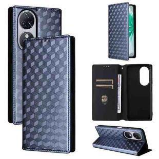 For Oukitel C38 Cubic Grid Texture Flip Leather Phone Case(Blue)