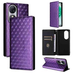 For Oukitel C38 Cubic Grid Texture Flip Leather Phone Case(Purple)