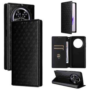 For Oukitel C37 Cubic Grid Texture Flip Leather Phone Case(Black)