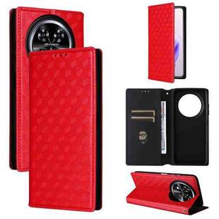 For Oukitel C37 Cubic Grid Texture Flip Leather Phone Case(Red)