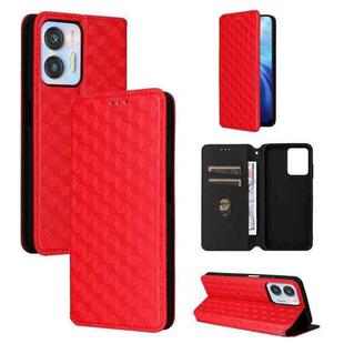 For Oukitel C35 / C36 Cubic Grid Texture Flip Leather Phone Case(Red)