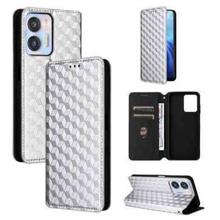 For Oukitel C35 / C36 Cubic Grid Texture Flip Leather Phone Case(Silver)