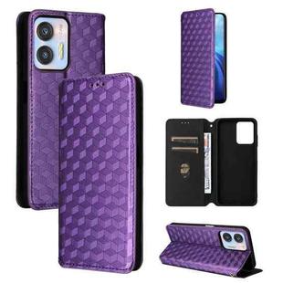 For Oukitel C35 / C36 Cubic Grid Texture Flip Leather Phone Case(Purple)
