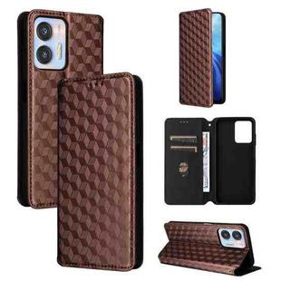 For Oukitel C35 / C36 Cubic Grid Texture Flip Leather Phone Case(Brown)