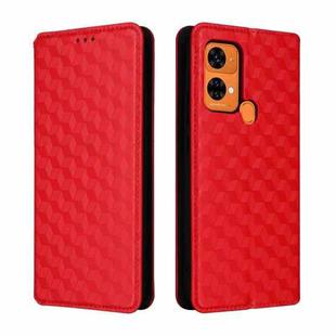 For Oukitel C33 Cubic Grid Texture Flip Leather Phone Case(Red)