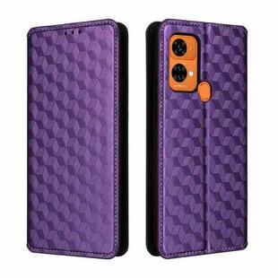 For Oukitel C33 Cubic Grid Texture Flip Leather Phone Case(Purple)