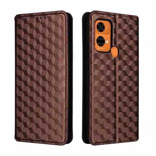 For Oukitel C33 Cubic Grid Texture Flip Leather Phone Case(Brown)
