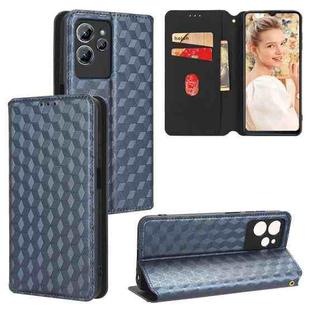 For Oukitel C32 Cubic Grid Texture Flip Leather Phone Case(Blue)