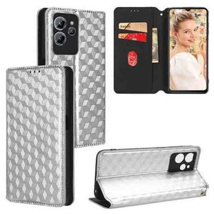 For Oukitel C32 Cubic Grid Texture Flip Leather Phone Case(Silver)