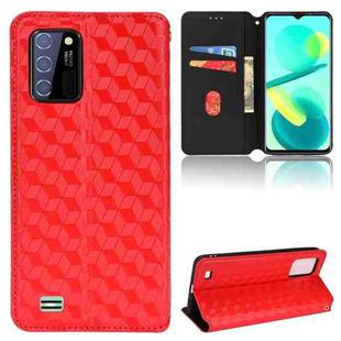 For Oukitel C25 Cubic Grid Texture Flip Leather Phone Case(Red)