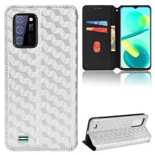 For Oukitel C25 Cubic Grid Texture Flip Leather Phone Case(Silver)