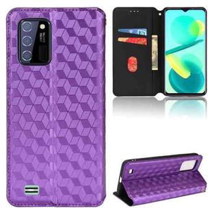 For Oukitel C25 Cubic Grid Texture Flip Leather Phone Case(Purple)
