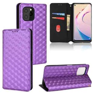 For Oukitel C21 Pro Cubic Grid Texture Flip Leather Phone Case(Purple)