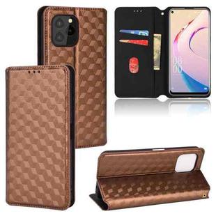 For Oukitel C21 Pro Cubic Grid Texture Flip Leather Phone Case(Brown)
