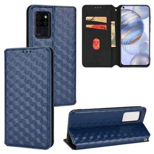 For Oukitel C21 Cubic Grid Texture Flip Leather Phone Case(Blue)