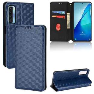 For TCL 20 5G / 20S / 20L / 20L+ Cubic Grid Texture Flip Leather Phone Case(Blue)