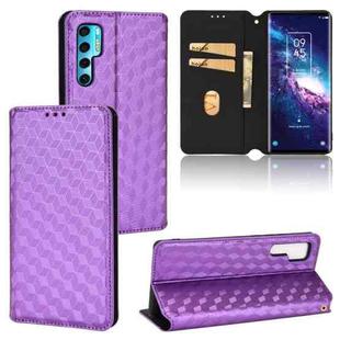 For TCL 20 Pro 5G Cubic Grid Texture Flip Leather Phone Case(Purple)