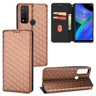 For TCL 20 R 5G / 20 AX 5G / Bremen 5G Cubic Grid Texture Flip Leather Phone Case(Brown)
