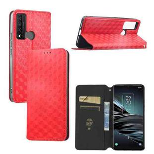 For TCL 20 XE Cubic Grid Texture Flip Leather Phone Case(Red)