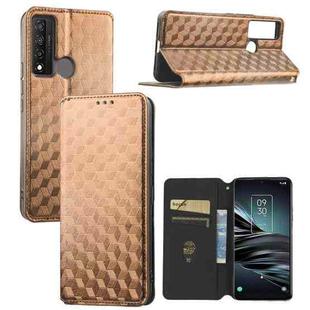 For TCL 20 XE Cubic Grid Texture Flip Leather Phone Case(Brown)