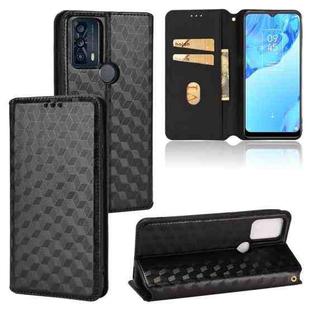 For TCL 20B 6159K Cubic Grid Texture Flip Leather Phone Case(Black)
